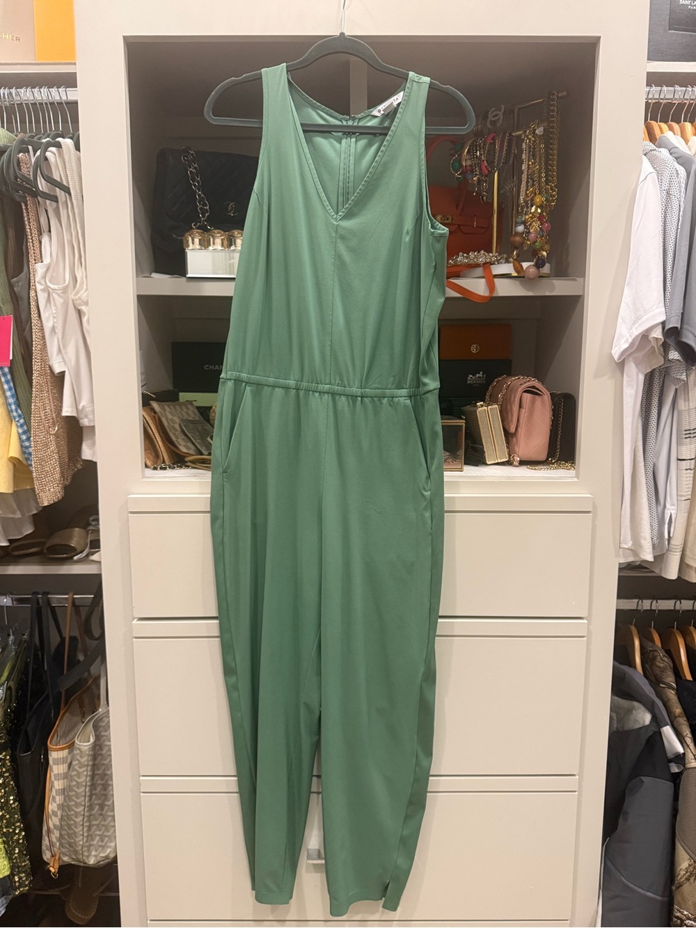 Athleta Sleeveless V-Neck Jumpsuit in Sage